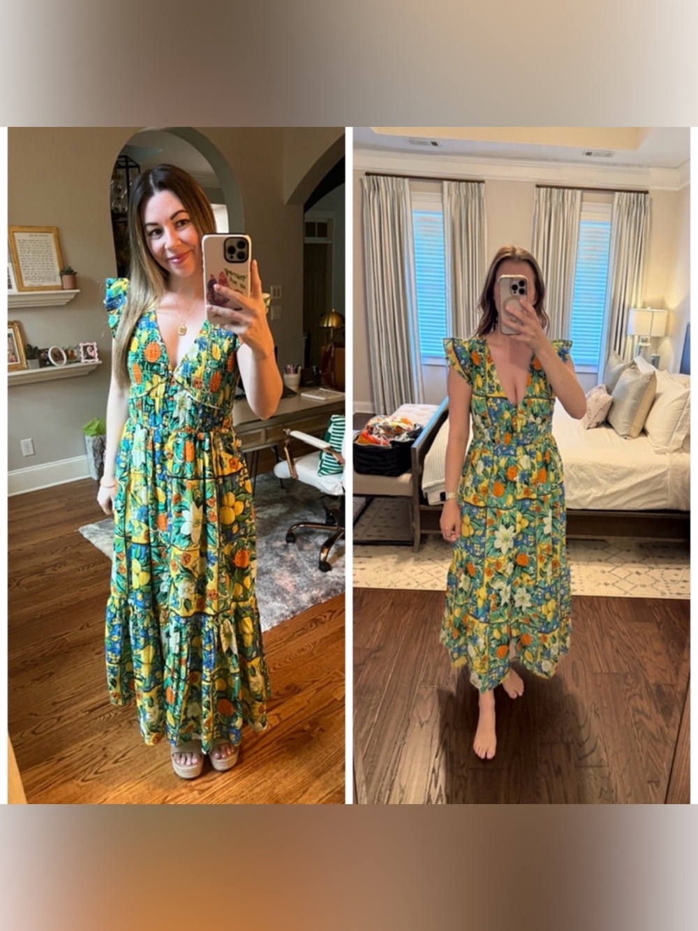 Anthropologie Peregrine Flutter Sleeve Maxi Dress Floral Colorful XL Petite